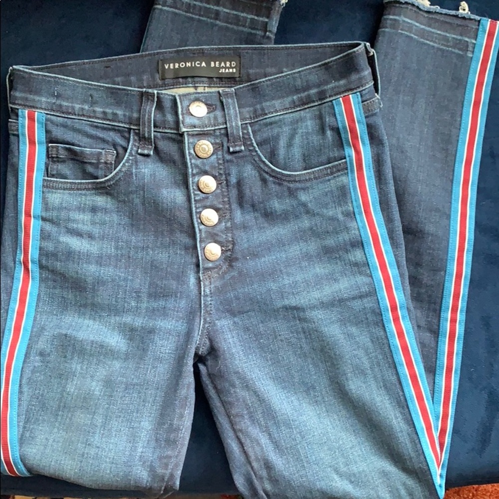 Side-Stripe Veronica Beard Jeans